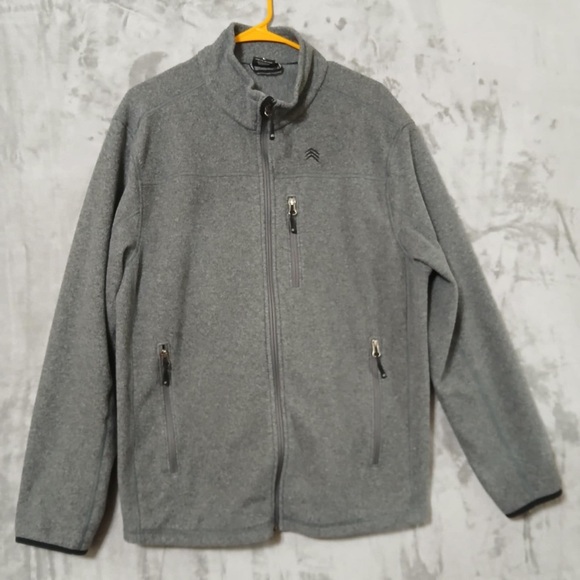 Solaris Men Sweater Gray Size L Fleece Mock Neck Zip Pockets Full Zip - Picture 1 of 8